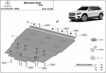 Scut motor Mercedes - Scut motor metalic Mercedes GLB X247 dupa 2020