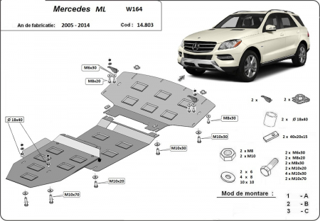 Scut motor Mercedes - Scut motor metalic Mercedes ML W164 2005-2011