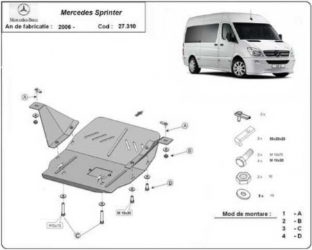 Scut motor Mercedes Sprinter - Scut motor metalic Mercedes Sprinter 2x4 2006 - 2017