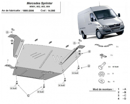 Scut motor Mercedes Sprinter - Scut motor metalic Mercedes Sprinter fabricat intre 1995-2006
