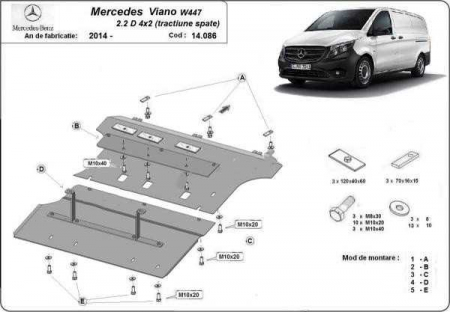 Scut motor Mercedes - Scut motor metalic Mercedes Viano W447, 2.2D, 4x2, tractiune spare dupa 2014