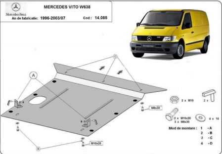 Scut motor Mercedes - Scut motor metalic Mercedes Vito W638 fabricat intre 1996 - 07/2003