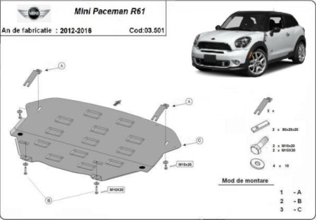 Scut motor Mini - Scut-Motor-Metal-Mini-Paceman-R61-2012-2016-Protectie-Integrala-Karmaster