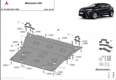 Scut motor Mitsubishi ASX - Scut-Motor-Metal-Mitsubishi-ASX-2023-Prezent-Protectie-Integrala-Karmaster