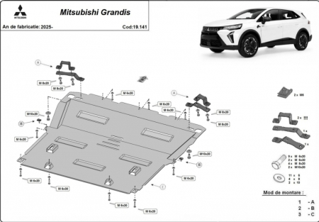 Scut motor Mitsubishi Grandis - Scut Metalic Motor, Cutie și Radiator Mitsubishi Grandis (2025+)