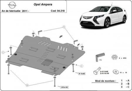 Scut motor Opel - Scut motor metalic Opel Ampera 2011 - 2019