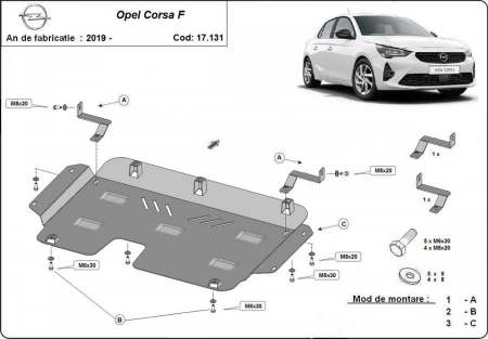 Scut motor Opel - Scut motor metalic Opel Corsa F 2019 - prezent