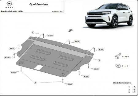 Scut motor Opel Frontera - Scut Metalic Motor și Cutie Viteze Opel Frontera (2024+)