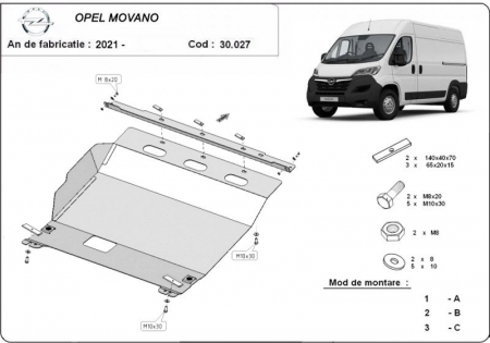 Scut motor Opel - Scut motor metalic Opel Movano 2021 - prezent