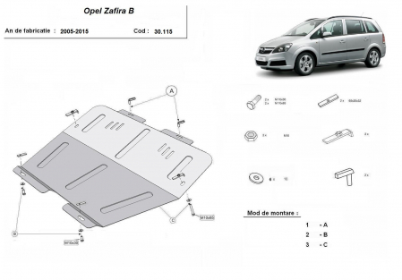 Scut motor Opel - Scut motor metalic Opel Zafira B 2005-2015