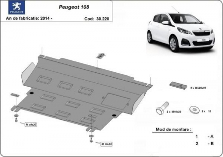 Scut motor Peugeot - Scut motor metalic Peugeot 108 2014 - prezent