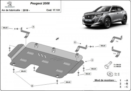 Scut motor Peugeot - Scut motor metalic Peugeot 2008 2019 - prezent