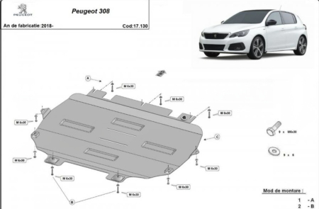 Scut motor Peugeot 308 - scut-motor-metalic-peugeot-308-model-2-cod-17130