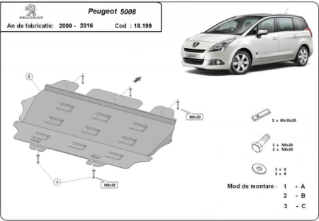 Scut motor Peugeot 5008 - Scut-Motor-Metalic-Peugeot-5008-2009-2017-Cod-18.199