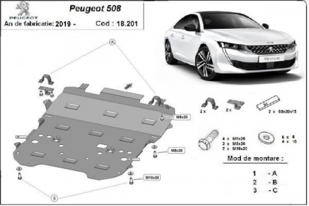 Scut motor Peugeot - Scut motor metalic Peugeot 508 2019 - prezent