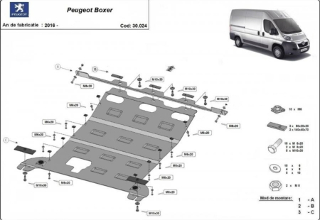 Scut motor Peugeot Boxer - Scut motor metalic Peugeot Boxer (2016-2025) | Oțel 2.5mm 17kg | Karmaster