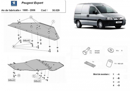 Scut motor Peugeot - Scut motor metalic Peugeot Expert 1995 - 2006