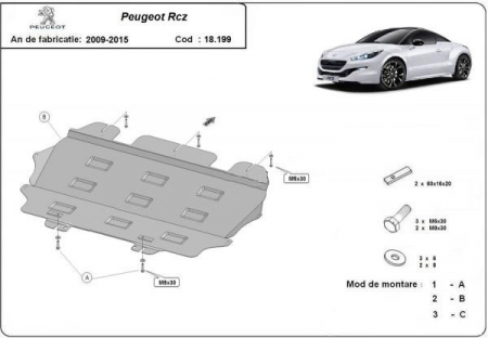 Scut motor Peugeot - Scut motor metalic Peugeot RCZ 2009 - 2015