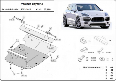 Scut motor Porsche - Scut motor metalic Porsche Cayenne 2002-2010