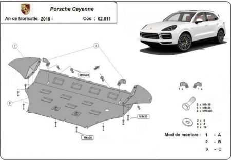 Scut motor Porsche - Scut motor metalic Porsche Cayenne 2018 - prezent