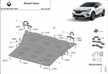 Scut motor Renault Captur - Scut Metalic Motor Renault Captur II (2019+) – Protecție Integrală