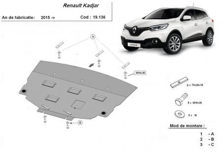 Scut motor Renault - Scut motor metalic Renault Kadjar dupa 2015