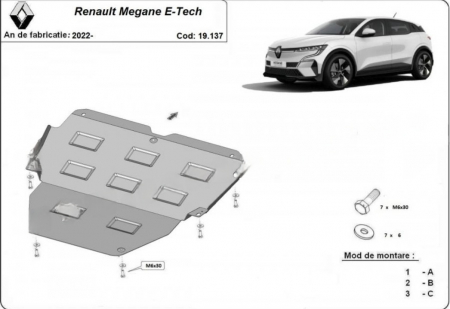 Scuturi metalice - Scut motor metalic Renault Megane E-Tech 2022 - prezent