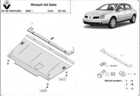Scuturi metalice - Scut motor metalic Renault Vel Satis 2001 - 2009