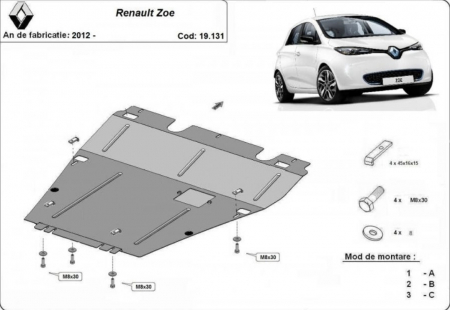 Scuturi metalice - Scut motor metalic Renault Zoe 2017 - 2020