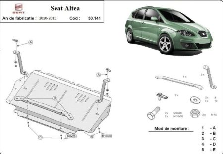 Scut motor Seat - Scut Motor Metalic SEAT Altea (2010-2015) 1.9 TDI 2mm Karmaster