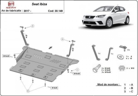 Scut motor Seat Ibiza - Scut motor metalic Seat Ibiza 2017 - prezent