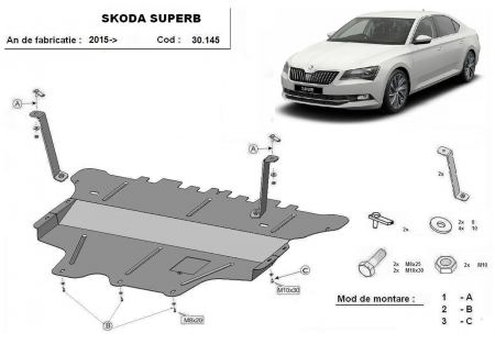 Scut motor Skoda - Scut motor metalic si cutie de viteze manuala Skoda Superb dupa 2015