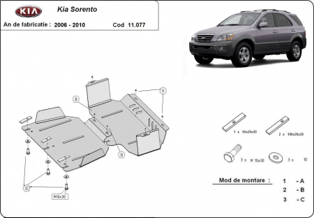Scut motor Kia - Scut motor metalic si radiator Kia Sorento 2006-2010