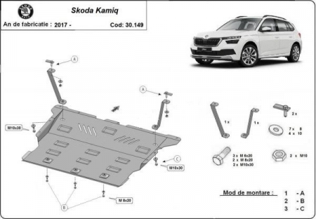 Scut motor Skoda Kamiq - Scut motor metalic Skoda Kamiq 2017 - prezent
