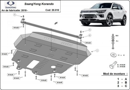 Scut motor SsangYong - Scut motor metalic SsangYong Korando 2019 - prezent
