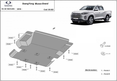Scut motor SsangYong - Scut motor metalic SsangYong Musso Grand 2018 - prezent