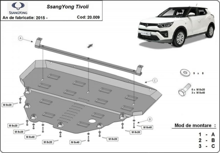 Scut motor SsangYong - Scut motor metalic SsangYong Tivoli 2015 - prezent