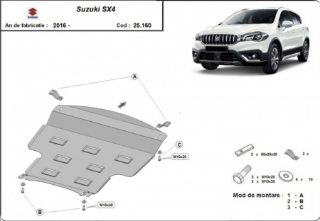 Scut motor Suzuki Sx4 - Scut Motor, Cutie de Viteze și Radiator Metalic Suzuki SX4 S-Cross (2013 - 2023) Protecție Oțel 2mm