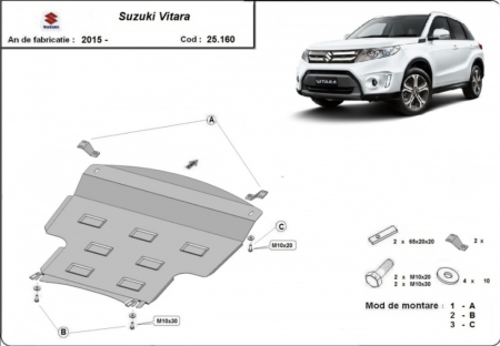 Scut motor Suzuki - Scut Motor și Cutie de Viteze Metalic Suzuki Vitara (2015 - 2023) - Oțel 2mm, Cod 25.166