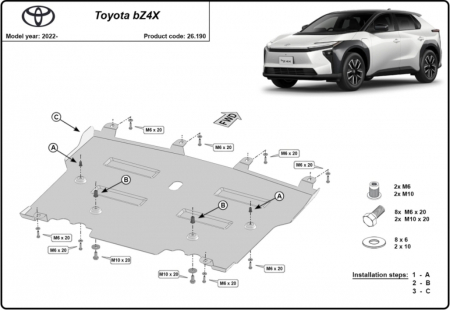 Scuturi metalice - Scut motor metalic oțel 2mm Toyota BZ4X (2022 - 2026) - Karmaster.ro