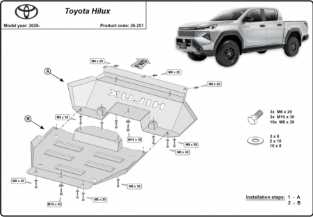 Scut Motor Metalic Toyota Hilux 2026+
