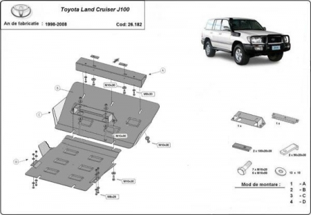 Scut motor Toyota - Scut motor metalic Toyota Land Cruiser J100 1998 - 2008
