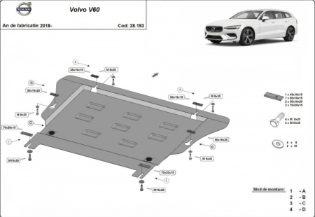 Scut Motor Metalic Volvo V60 (2018 - 2025) Protecție Profesională 2mm Karmaster