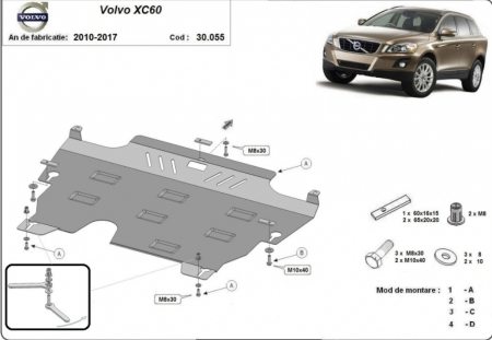 Scut motor Volvo - Scut motor metalic din otel de 2 mm pentru Volvo XC60 2010 - 2017 cod produs 30.055