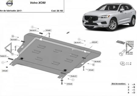 Scut motor Volvo - Scut motor metalic Volvo XC60 dupa 2017