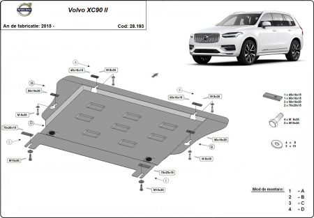Scut motor Volvo - Scut motor metalic Volvo XC90 dupa 2015