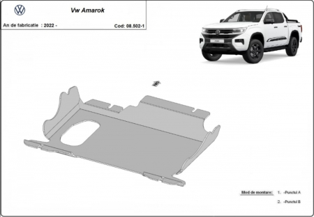 Scuturi metalice - Scut motor metalic VW Amarok (2022 - 2026) - Oțel 3mm - Karmaster