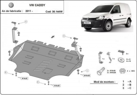 Scut motor Vw - Scut motor metalic VW Caddy cu webasto 2011 - 2020