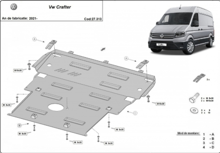 Scut motor Vw Crafter - Scut Metalic Motor, Radiator și Casetă Direcție VW Crafter (2021+)