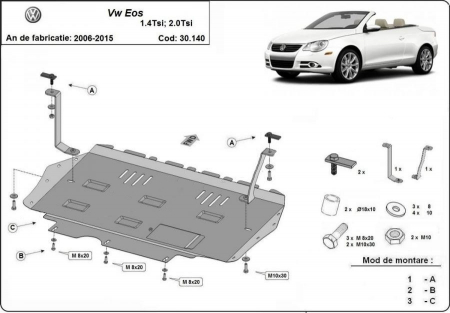Scut motor Vw - Scut motor metalic VW Eos 1.4 tsi, 2.0 tsi 2006 - 2015